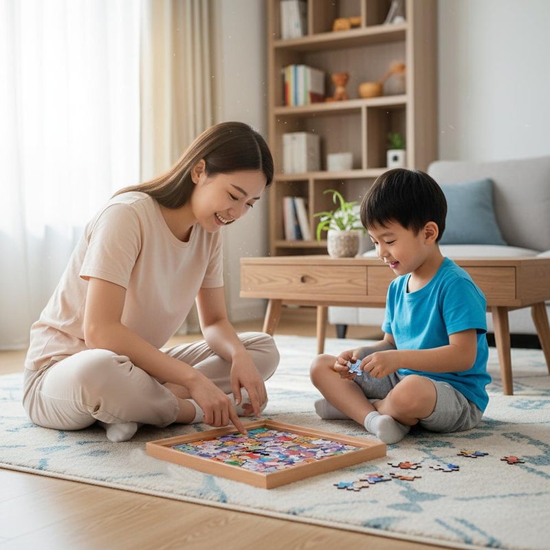 Wooden Coloring Puzzle,DIY Cat Wooden Coloring Puzzle Set with 24 Color pens,Paintable Creative Block Puzzles with Photo Frame,Cartoon Kitten Jigsaw Puzzles for Home Decoration and Self-Made Gift - Image 3